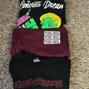 3 Shirt Bundle. Pure Heel, Concrete Dreams, Exhibition. Hardcore, Metal, Punk